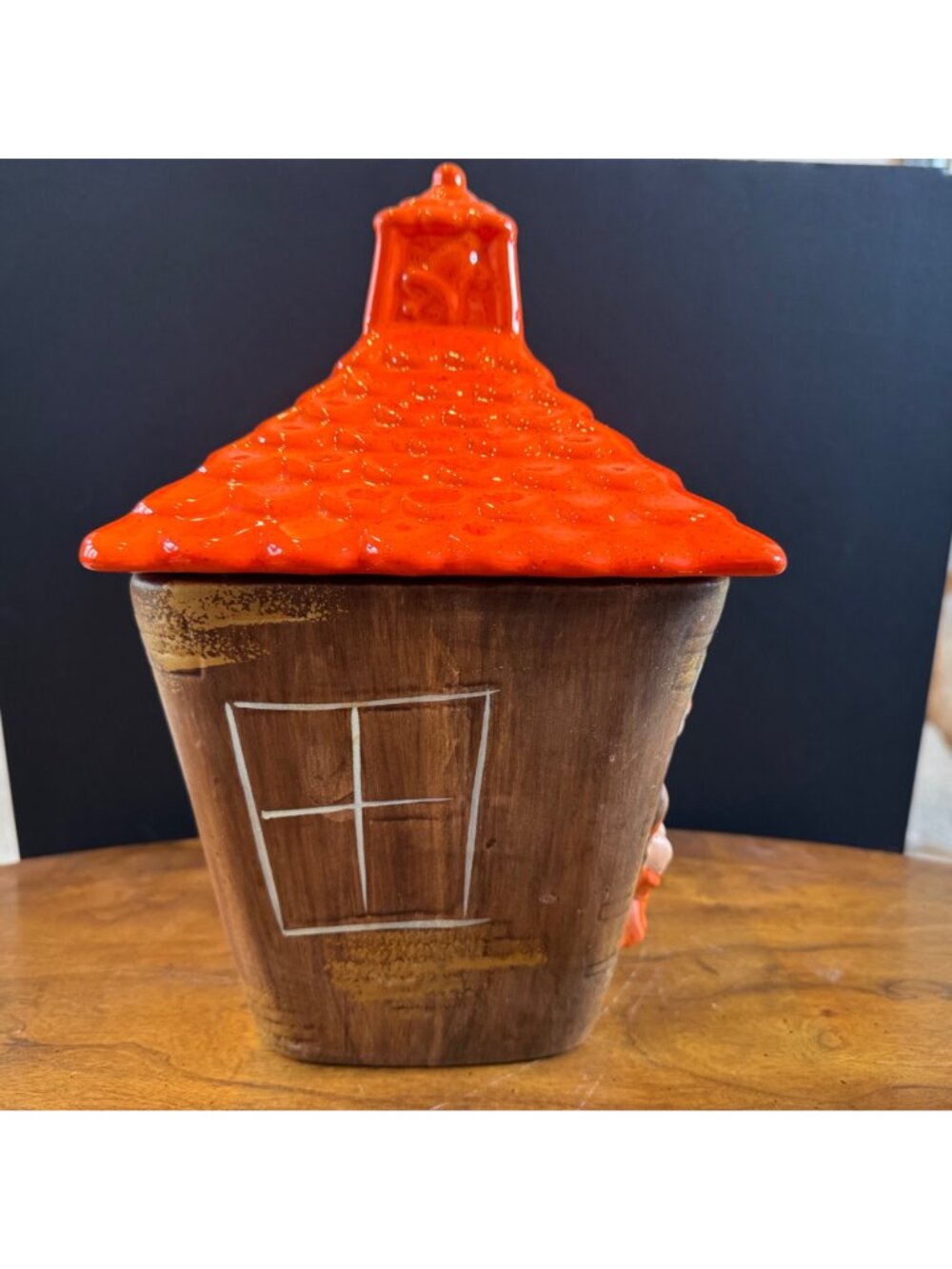 Vintage 1970s Gilner Pixie Elf School House Cottage Cookie Jar Orange Brown - Picture 7 of 16